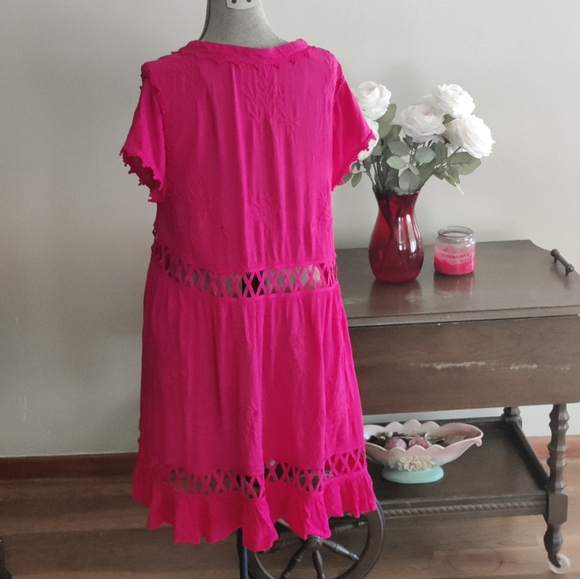Free People Marissa Pink Mini Dress Women's Size L - Picture 10 of 14